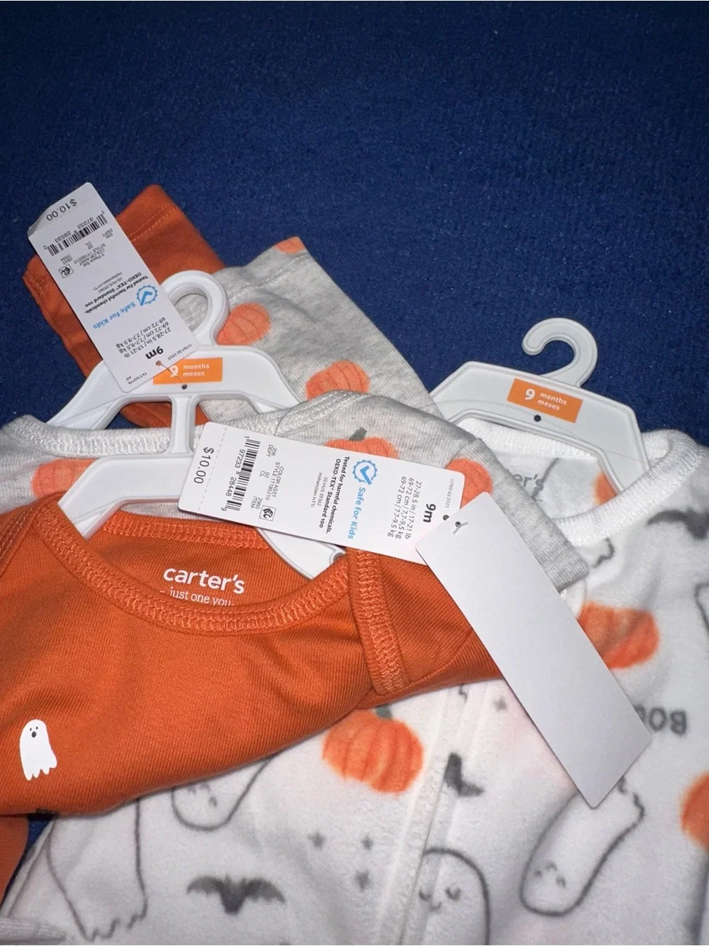 Carter’s Baby First Halloween Long Sleeve Bodysuit Footed Pajama Lot of 3 9M NWT